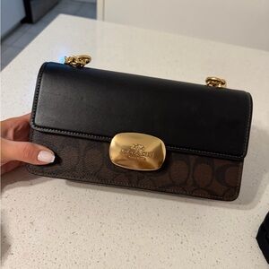 Coach Black and Brown Signature Shoulder Bag